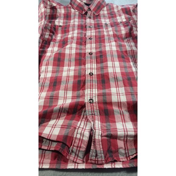 Harley Davidson Men’s 2XL Plaid Button Up Shirt Red Black White Cotton Long - Picture 3 of 8